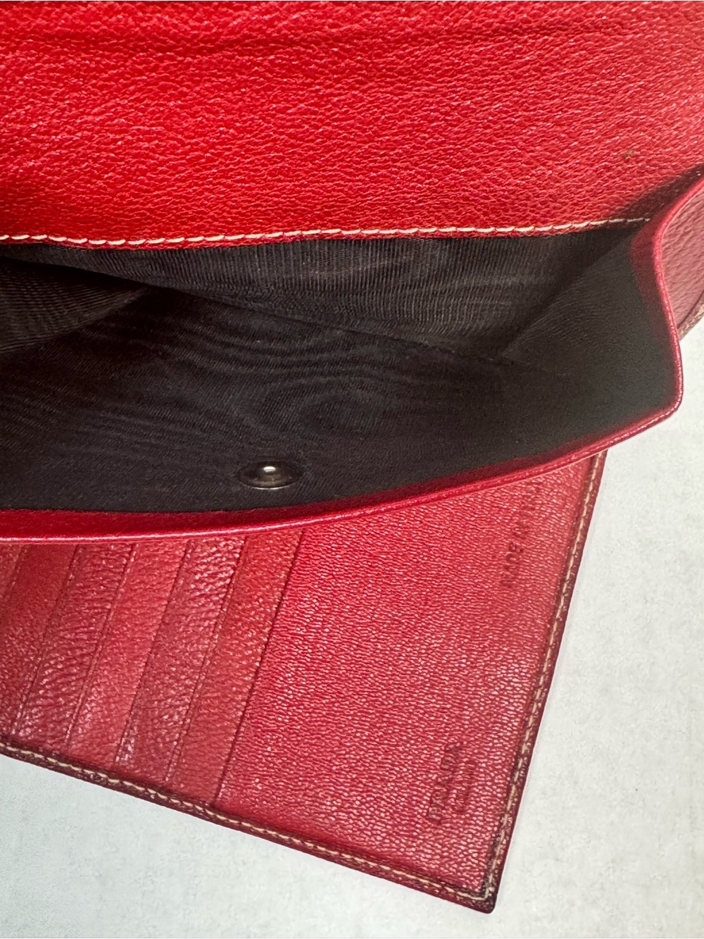 Prada Vintage Red Leather Continental Wallet Bifold Made In Italy - Picture 5 of 9